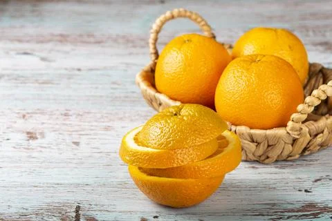 Sliced ??oranges on the table. Stock Photos