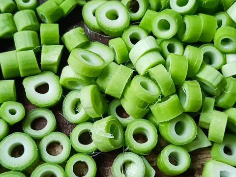 Sliced Papaya Leaf Stems Texture with Fresh Green Color Stock Photos