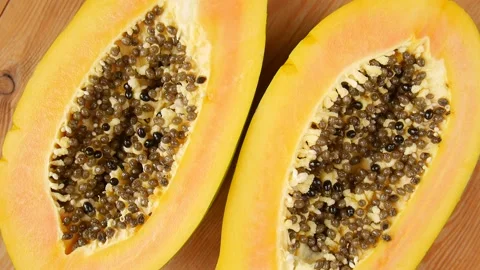 Sliced papaya on the table. Stock Footage 239975855