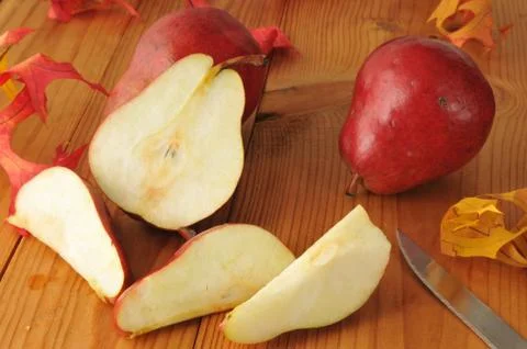 Sliced pears Stock Photos