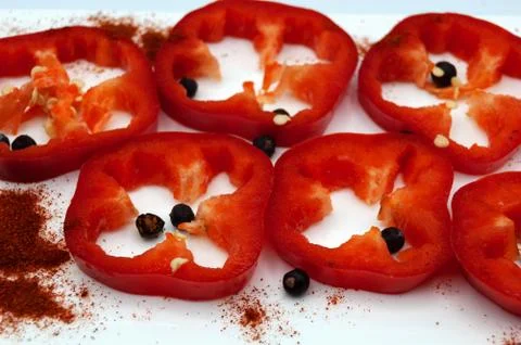 Sliced pepper.  Red pepper. Stock Photos