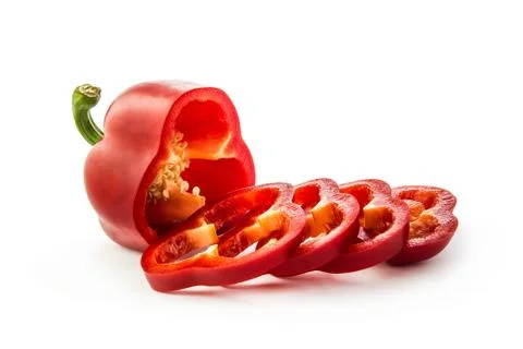 Sliced pepper on white Stock Photos