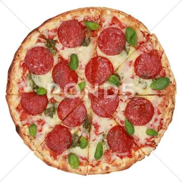 Sliced pepperoni pizza Stock Photos