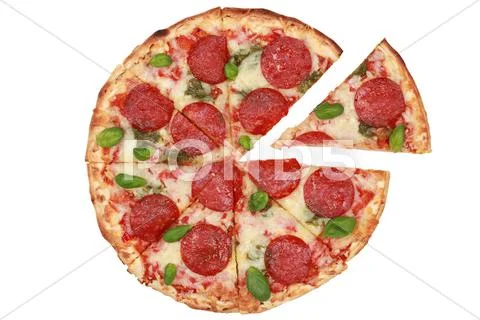Sliced pepperoni pizza Stock Photos