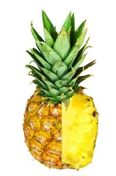 Sliced pineapple isolated on white Stock Photos