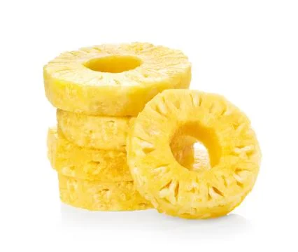 Sliced pineapple over white background. full depth of field Stock Photos