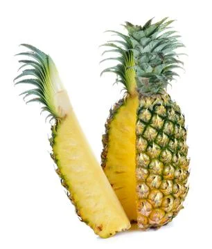 Sliced pineapple over white background Stock Photos