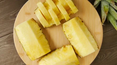 Sliced pineapple on a plate. Stock Footage 301863287
