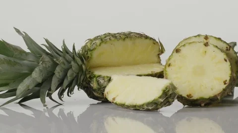 Sliced pineapple on white background 4k 스톡 동영상 75224813