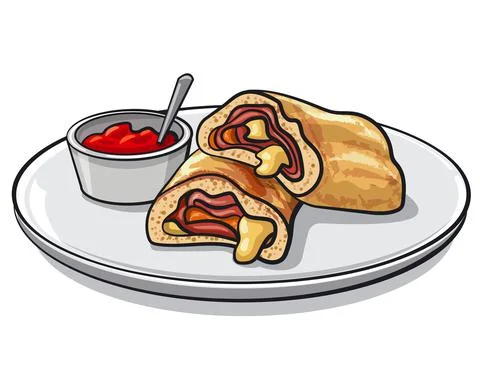 Sliced pizza stromboli Stock Illustration