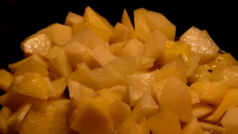 Sliced potato are fried Stock Footage 271702710
