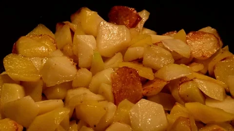 Sliced potato are fried Stock Footage 271703229
