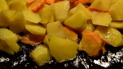 Sliced potato with carrot Stock Footage 273167498