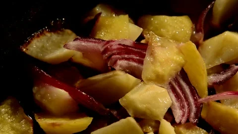 Sliced potato with red onion Stock Footage 272293857