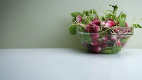 Sliced radish fall down Stock Footage 75502558
