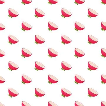 Sliced radish repeating pattern on white background Stock Illustration