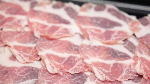 Sliced Raw Meat Details, Close Up Stock Footage 263532974