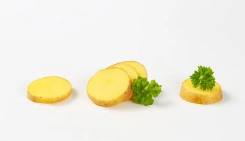 Sliced raw potato Stock Photos