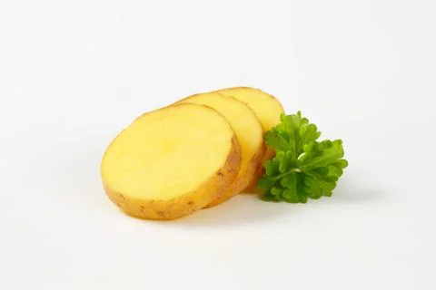 Sliced raw potato Stock Photos