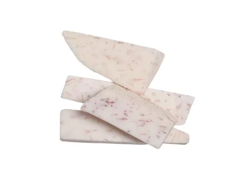 Sliced raw taro on a white background Stock Photos