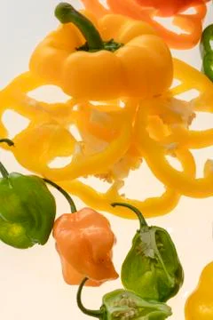 Sliced raw vegetables on white background Stock Photos