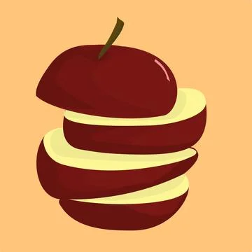 Sliced Red Apple Vector Illustration Stock Illustration