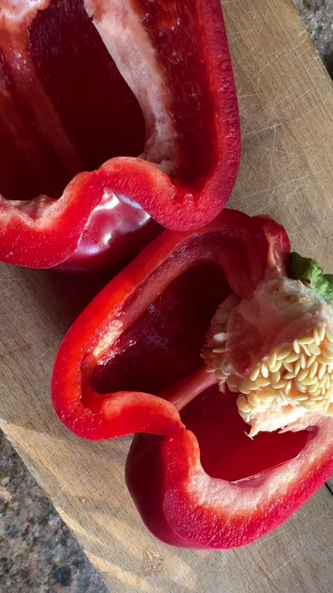 Sliced Red Bell Pepper Stock Footage 284210699