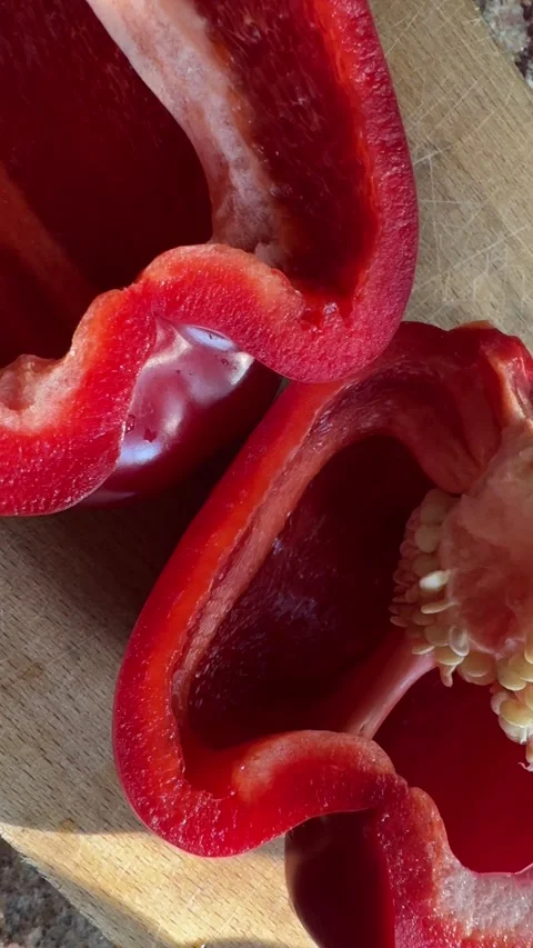 Sliced Red Bell Pepper Stock Footage 284210707