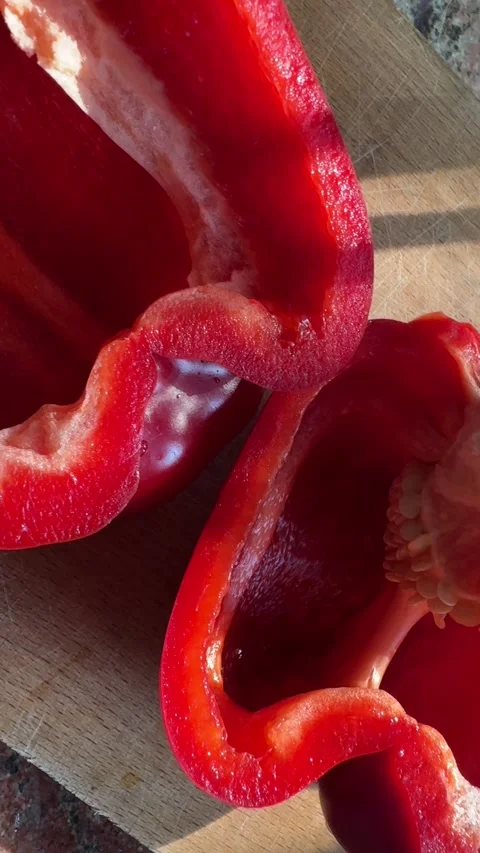 Sliced Red Bell Pepper Stock Footage 284210750