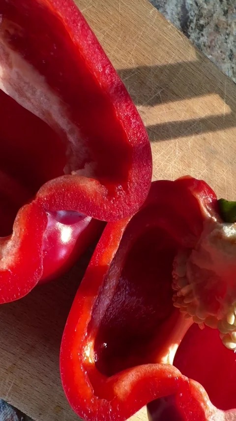 Sliced Red Bell Pepper Stock Footage 284210782