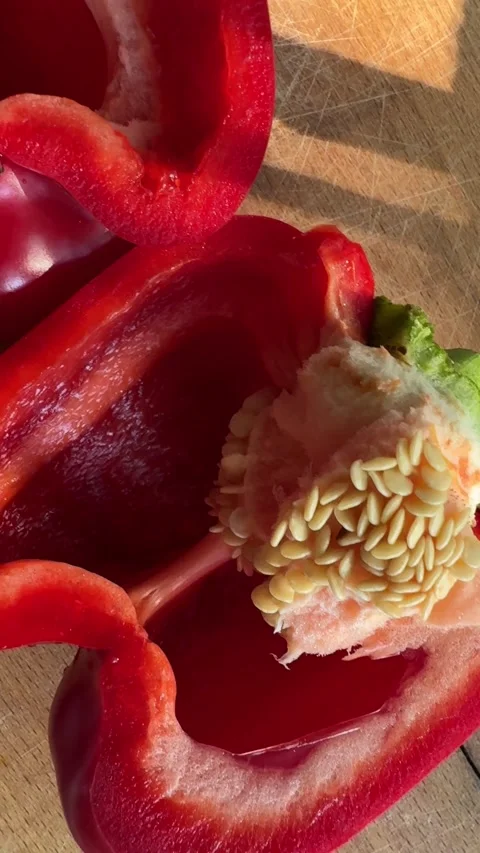 Sliced Red Bell Pepper Stock Footage 284210812