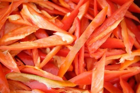 Sliced red bell pepper Stock Photos