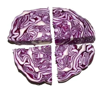 Sliced Red Cabbage Close Up on White Background Foto stock
