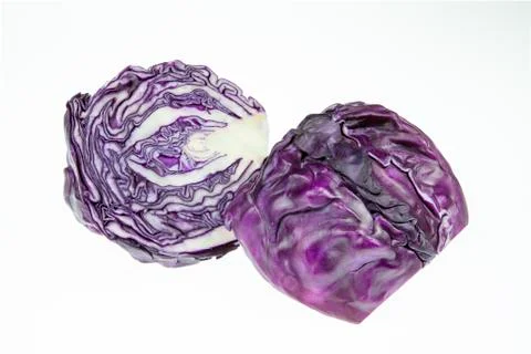 Sliced red cabbage isolated on white Stock Photos