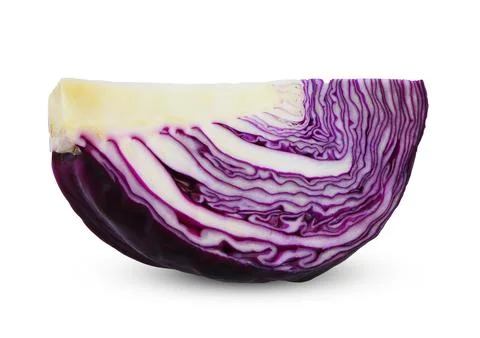 Sliced red cabbage vegetable isolated on white background. Stock Photos
