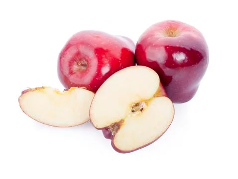 Sliced red delicious apple path isolated Stock Photos