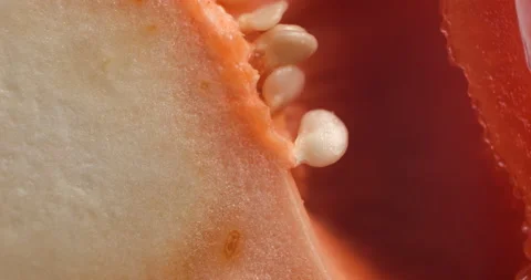 Sliced red pepper rotating close-up Stock Footage 141697632