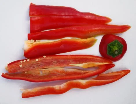Sliced red peppers Stock Photos