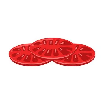 Sliced red tomatoes isolated on white background. Vector illustration. Stock Illustration