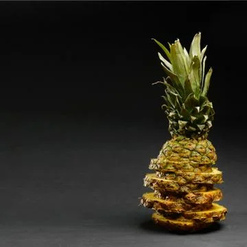 Sliced ripe pineapple. Stock Photos
