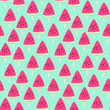 Sliced ripe watermelon vector seamless pattern Stock Illustration