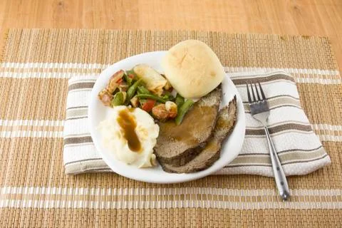 Sliced roast beef dinner Foto stock