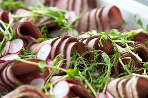 Sliced roast beef Stock Photos