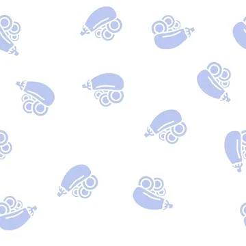 Sliced round eggplant glyph vector seamless pattern 스톡 일러스트
