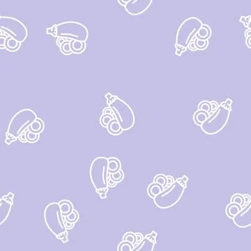 Sliced round eggplant line vector seamless pattern Illustrazione stock