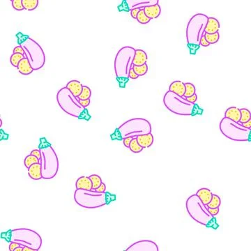 Sliced round eggplant vector seamless pattern 스톡 일러스트