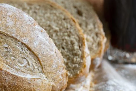 Sliced Rustic Bread with Kvass Stock Photos