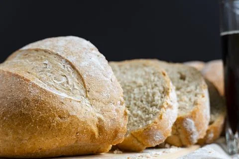 Sliced Rustic Bread with Kvass Stock Photos