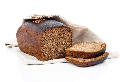 Sliced of rye bread, isolated on white background Stock Photos