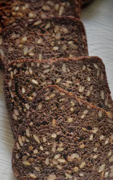 Sliced rye bread on the table Stock Photos